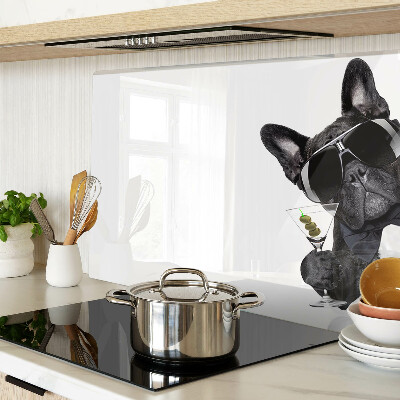Planche à découper en verre Chien portant des lunettes de soleil