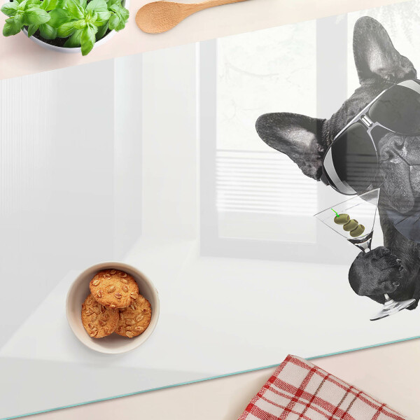 Planche à découper en verre Chien portant des lunettes de soleil