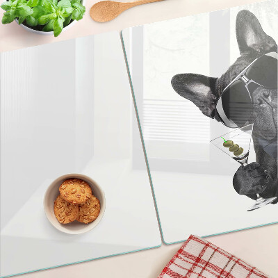 Planche à découper en verre Chien portant des lunettes de soleil