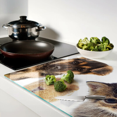 Planche à découper verre Chiens, chats, lapins