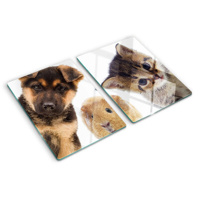 Planche à découper verre Chiens, chats, lapins