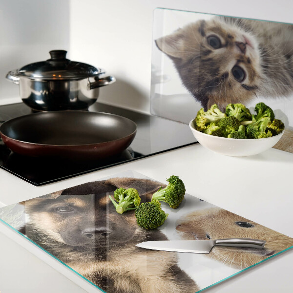 Planche à découper verre Chiens, chats, lapins