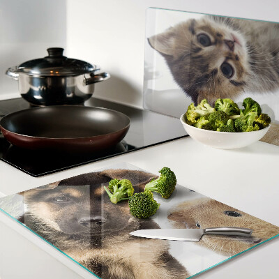Planche à découper verre Chiens, chats, lapins