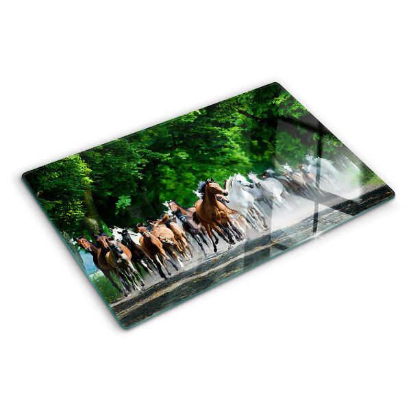 Planche à découper en verre Chevaux au galop dans la nature