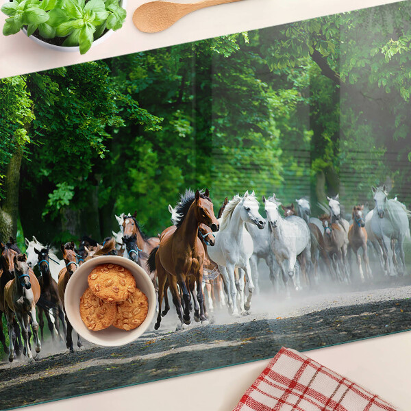 Planche à découper en verre Chevaux au galop dans la nature