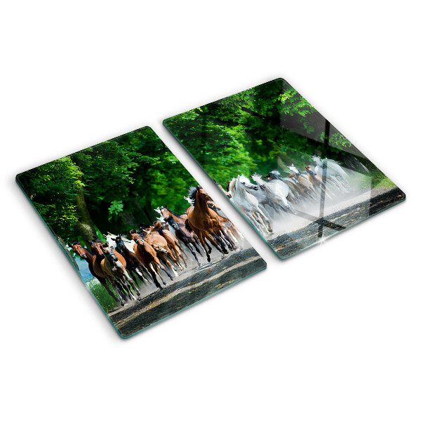Planche à découper en verre Chevaux au galop dans la nature