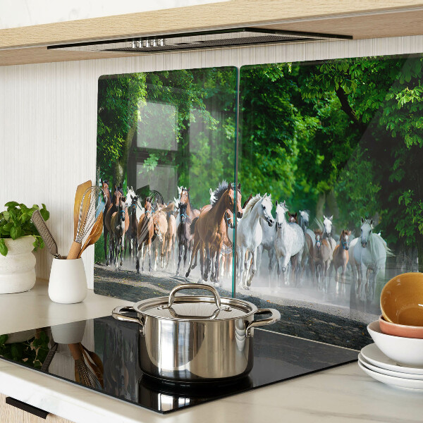 Planche à découper en verre Chevaux au galop dans la nature