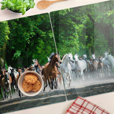 Planche à découper en verre Chevaux au galop dans la nature