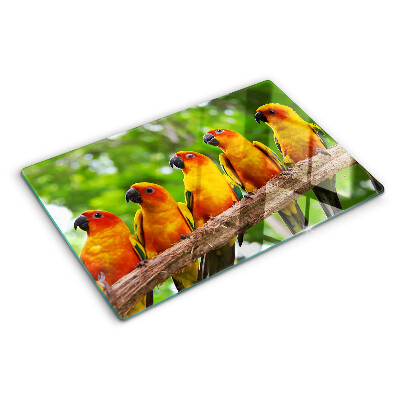 Planche à découper verre Perroquets sur une branche