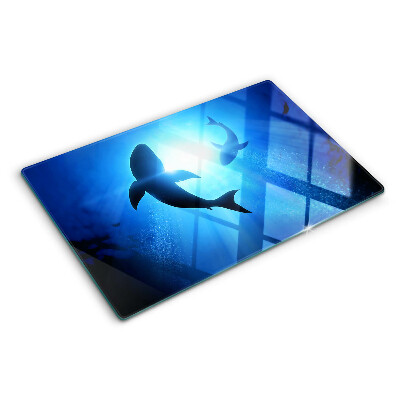 Planche à découper en verre Requins dans la lumière sous-marine