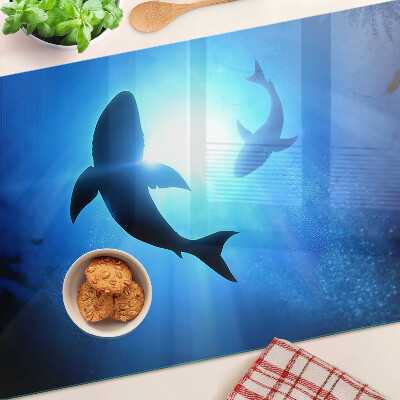 Planche à découper en verre Requins dans la lumière sous-marine