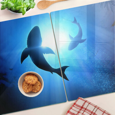 Planche à découper en verre Requins dans la lumière sous-marine