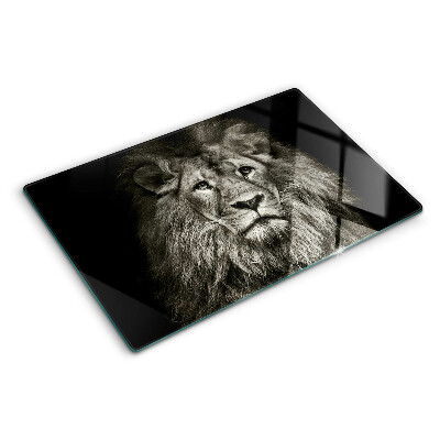 Planche à découper verre Lion en noir et blanc