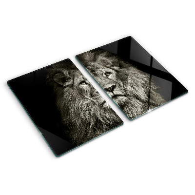 Planche à découper verre Lion en noir et blanc