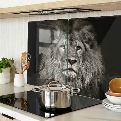 Planche à découper verre Lion en noir et blanc