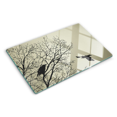 Planche à découper en verre Oiseaux sur les branches des arbres