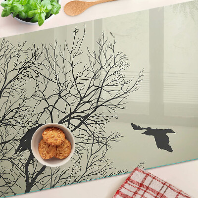 Planche à découper en verre Oiseaux sur les branches des arbres