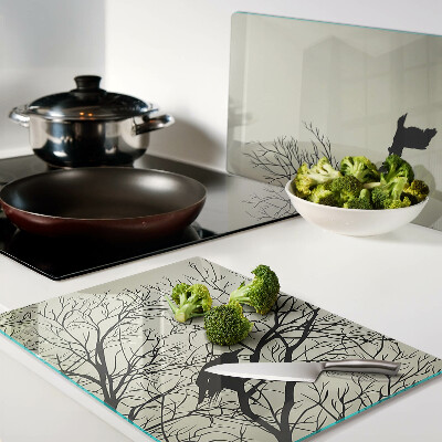 Planche à découper en verre Oiseaux sur les branches des arbres