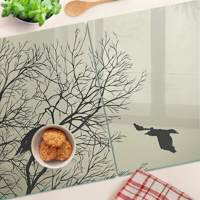 Planche à découper en verre Oiseaux sur les branches des arbres