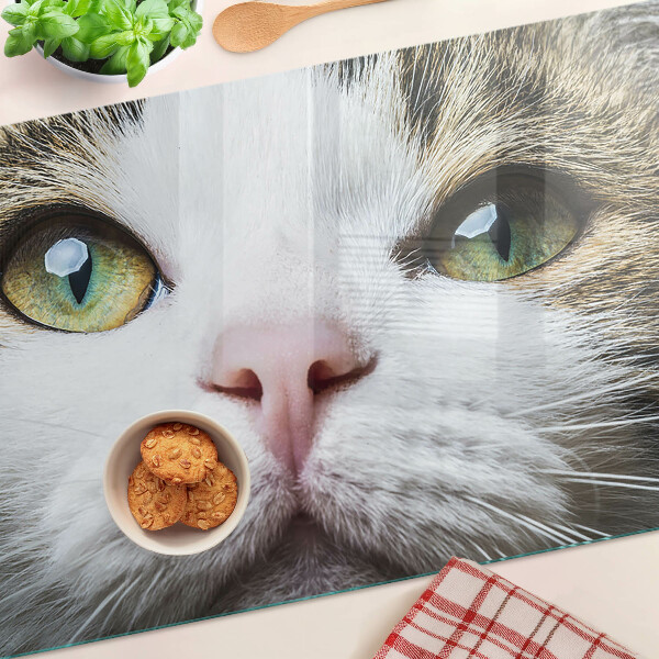 Planche à découper verre Un chat aux yeux verts