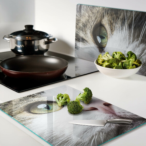 Planche à découper verre Un chat aux yeux verts