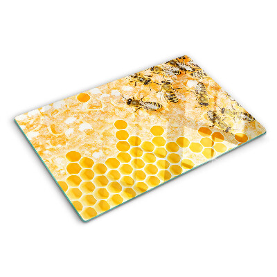 Planche à découper en verre Ruches et abeilles