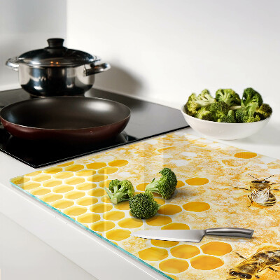 Planche à découper en verre Ruches et abeilles