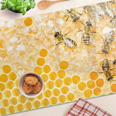 Planche à découper en verre Ruches et abeilles