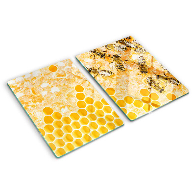 Planche à découper en verre Ruches et abeilles