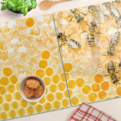 Planche à découper en verre Ruches et abeilles