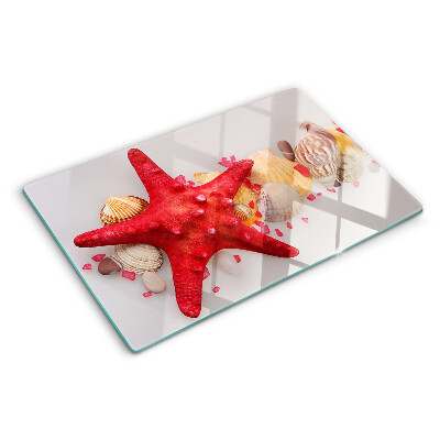 Planche à découper en verre Coquillages et étoiles de mer