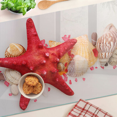 Planche à découper en verre Coquillages et étoiles de mer