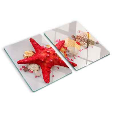 Planche à découper en verre Coquillages et étoiles de mer