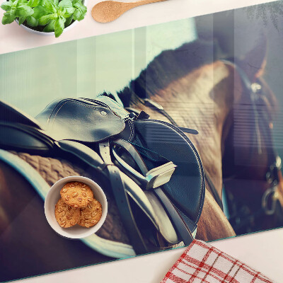 Planche à découper en verre Chevaux et accessoires équestres
