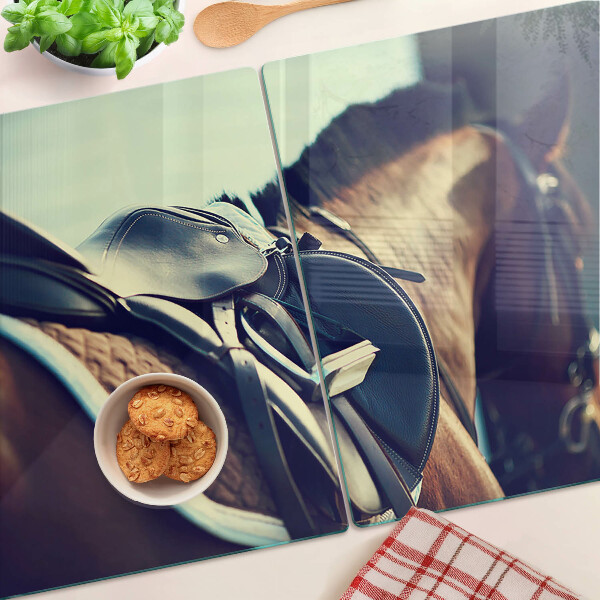 Planche à découper en verre Chevaux et accessoires équestres
