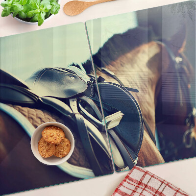 Planche à découper en verre Chevaux et accessoires équestres