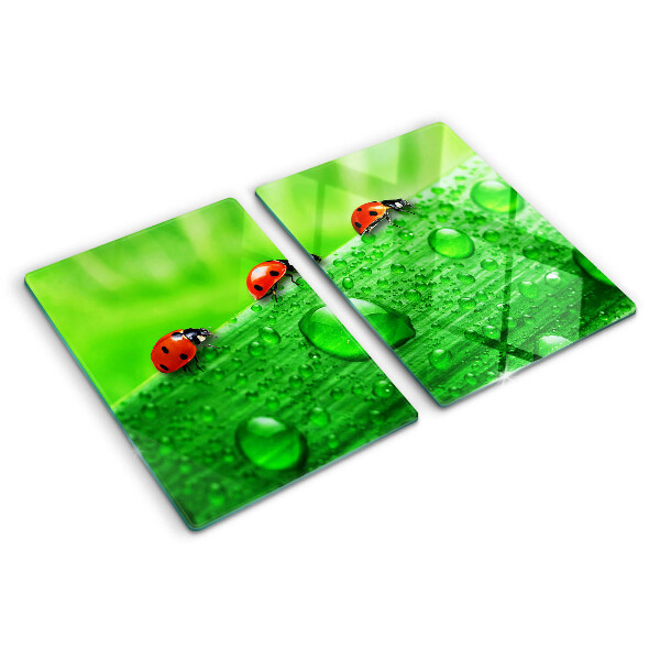 Planche à découper verre Coccinelles sur fond vert