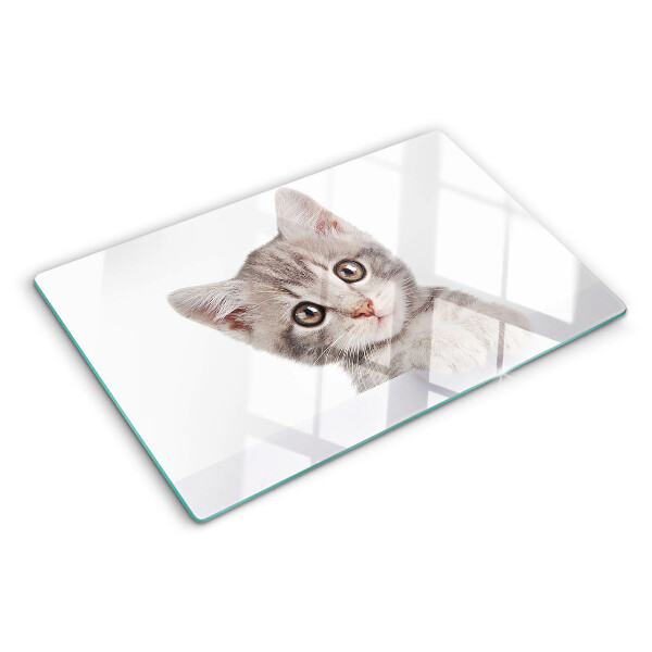 Planche à découper en verre Chaton aux grands yeux