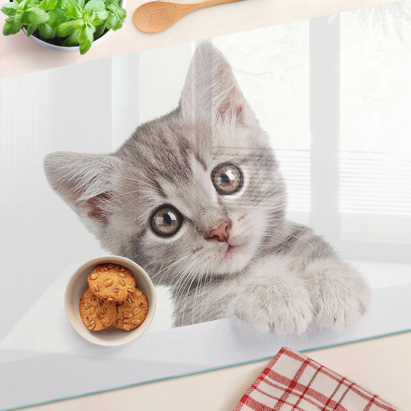 Planche à découper en verre Chaton aux grands yeux