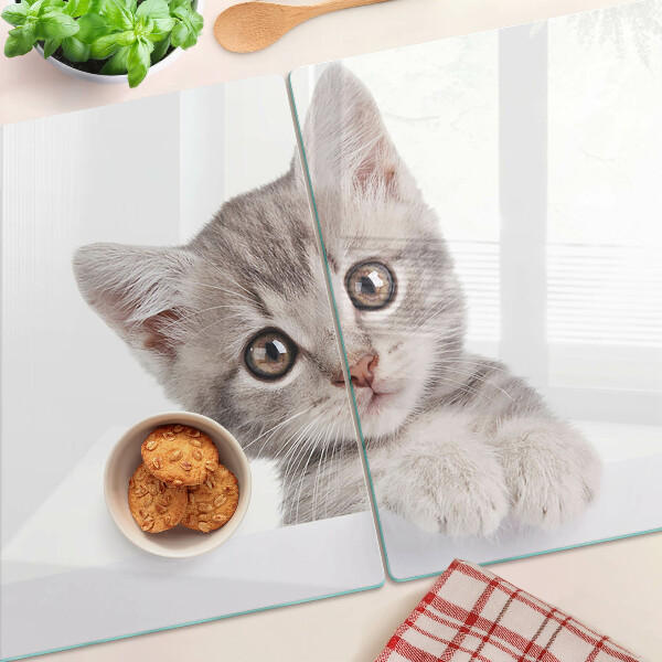 Planche à découper en verre Chaton aux grands yeux