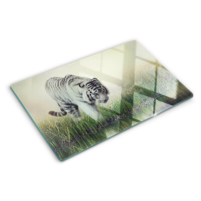 Planche à découper en verre Tigre dans l'herbe