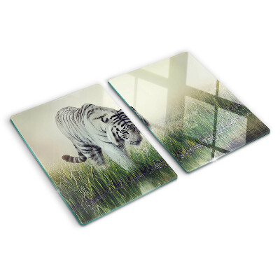 Planche à découper en verre Tigre dans l'herbe