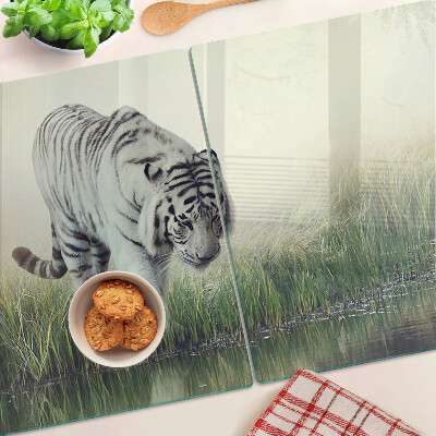 Planche à découper en verre Tigre dans l'herbe