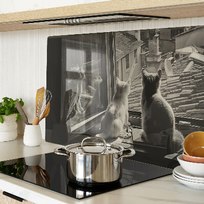 Planche à découper verre Des chats à la fenêtre