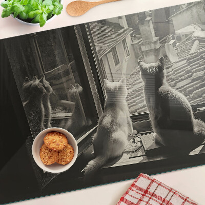 Planche à découper verre Des chats à la fenêtre