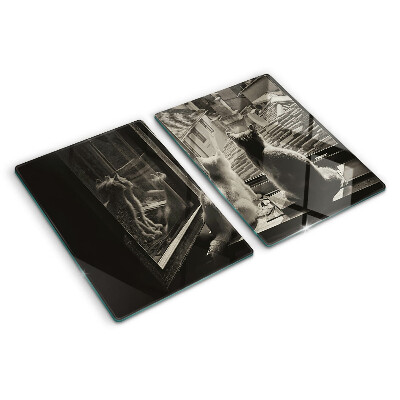 Planche à découper verre Des chats à la fenêtre