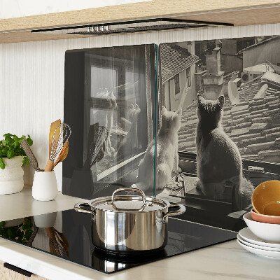 Planche à découper verre Des chats à la fenêtre
