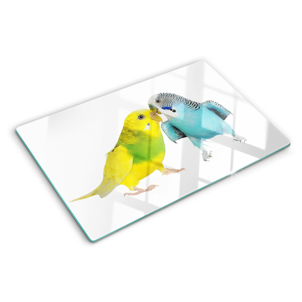 Planche à découper en verre Perroquets jaunes et bleus