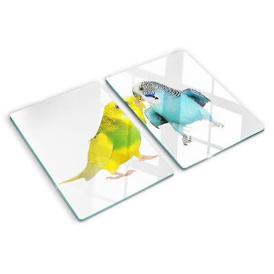Planche à découper en verre Perroquets jaunes et bleus