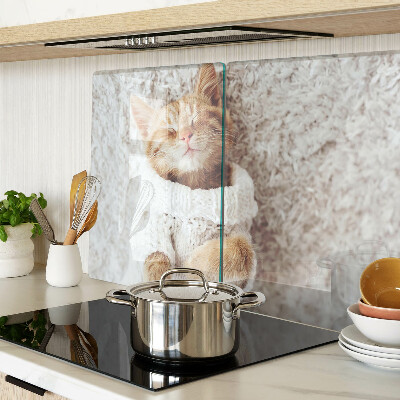 Planche à découper en verre Chaton mignon dans un pull